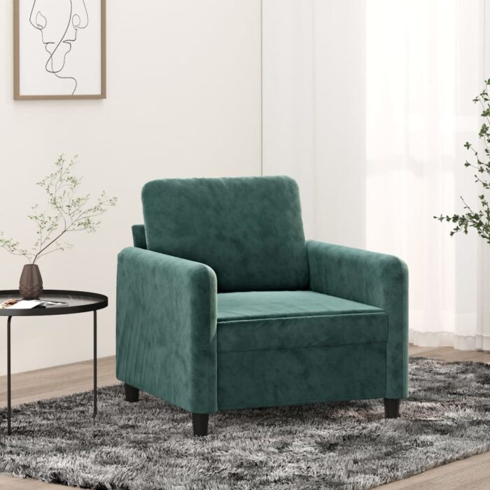 Fauteuil Vert foncé 60 cm Velours – Image 1