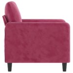 Fauteuil Rouge bordeaux 60 cm Velours – Image 2