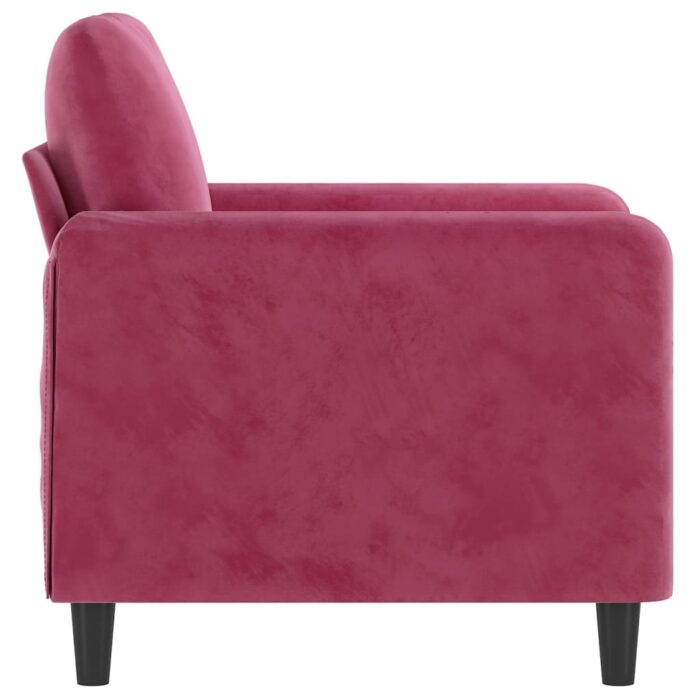 Fauteuil Rouge bordeaux 60 cm Velours – Image 2