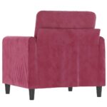Fauteuil Rouge bordeaux 60 cm Velours – Image 3