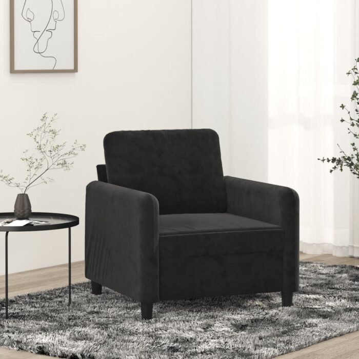 Fauteuil Noir 60 cm Velours – Image 1