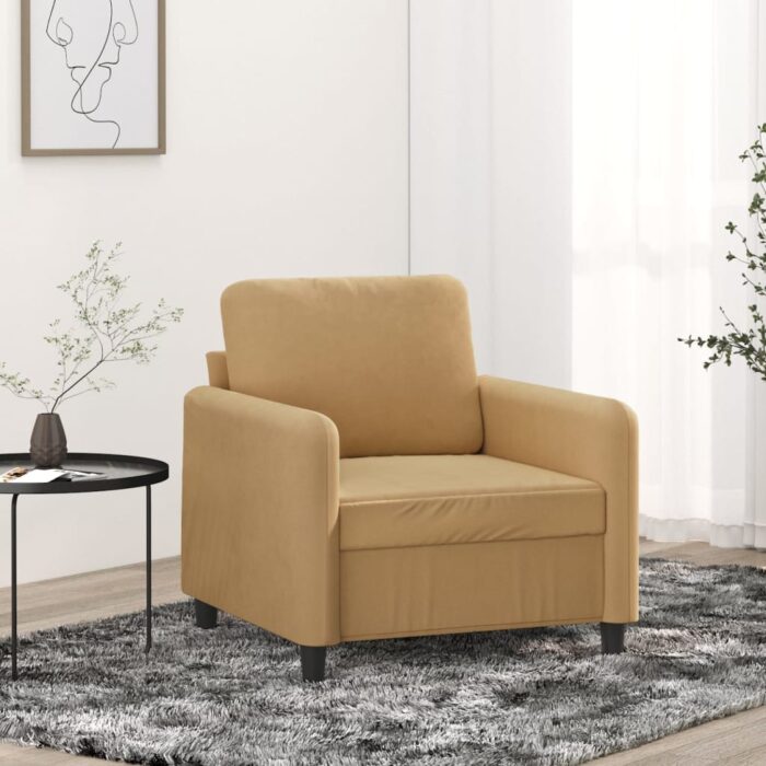 Fauteuil Marron 60 cm Velours – Image 1