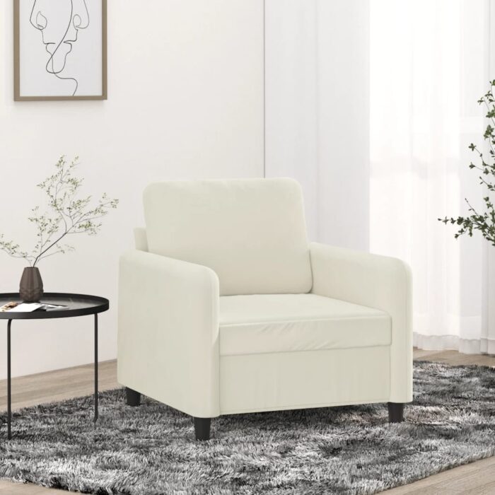 Fauteuil Crème 60 cm Velours – Image 1