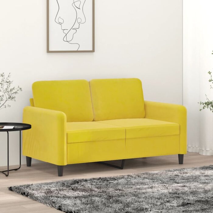 Canapé à 2 places Jaune 120 cm Velours – Image 1