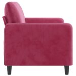 Canapé à 2 places Rouge bordeaux 140 cm Velours – Image 2