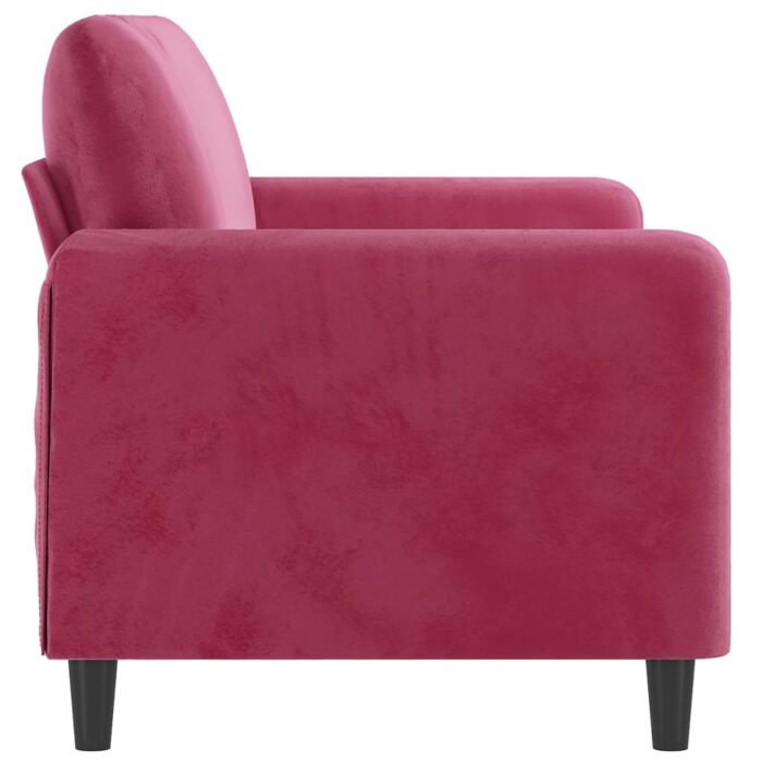 Canapé à 2 places Rouge bordeaux 140 cm Velours – Image 2