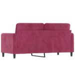 Canapé à 2 places Rouge bordeaux 140 cm Velours – Image 3