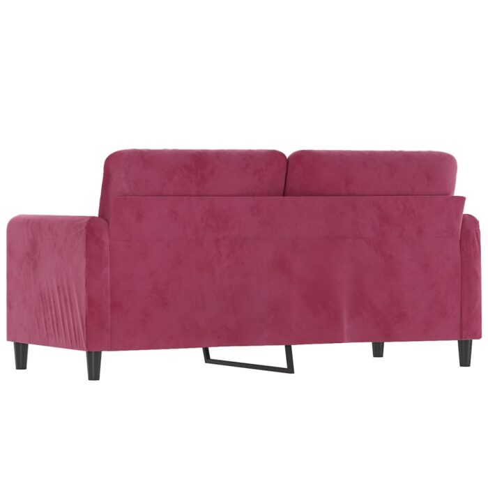 Canapé à 2 places Rouge bordeaux 140 cm Velours – Image 3