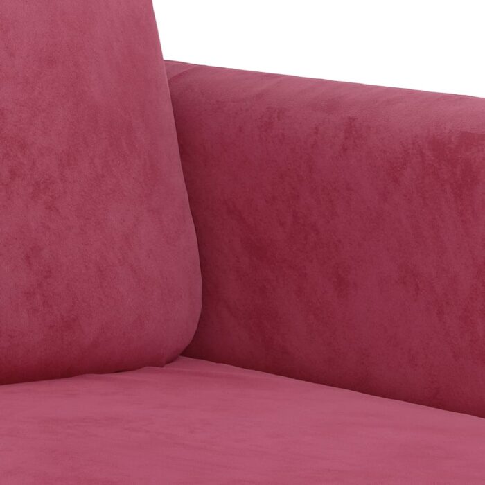 Canapé à 2 places Rouge bordeaux 140 cm Velours – Image 4
