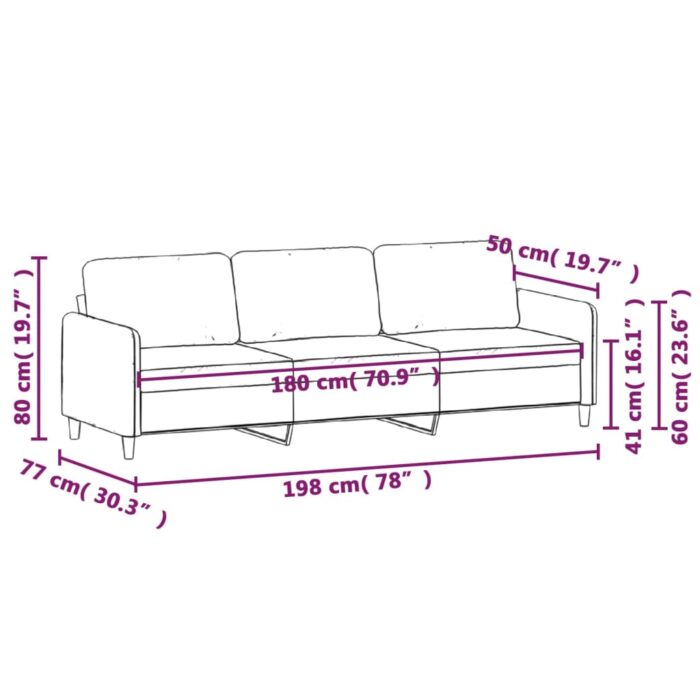 Canapé à 3 places Gris clair 180 cm Velours – Image 6