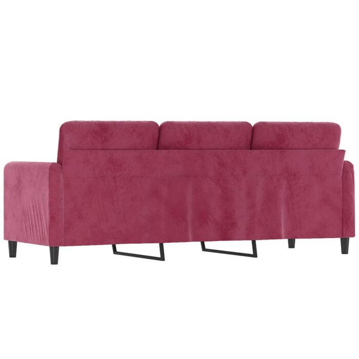 Canapé à 3 places Rouge bordeaux 180 cm Velours – Image 3
