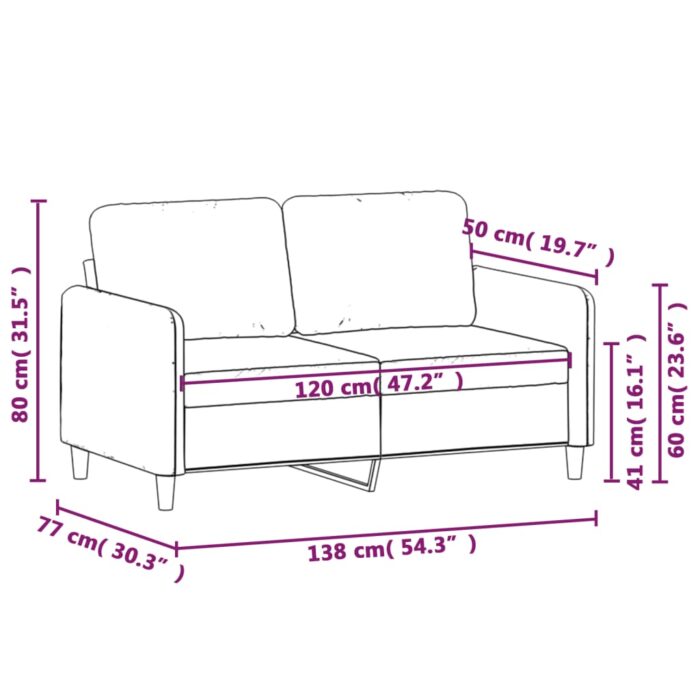 Canapé à 2 places Gris clair 120 cm Tissu – Image 6