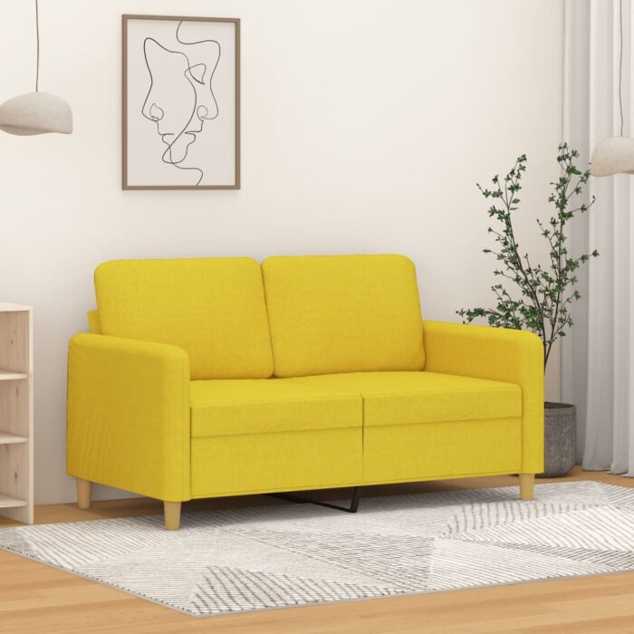Canapé à 2 places Jaune clair 120 cm Tissu – Image 1