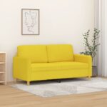 Canapé à 2 places Jaune clair 140 cm Tissu