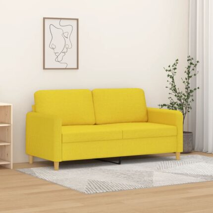 Canapé à 2 places Jaune clair 140 cm Tissu