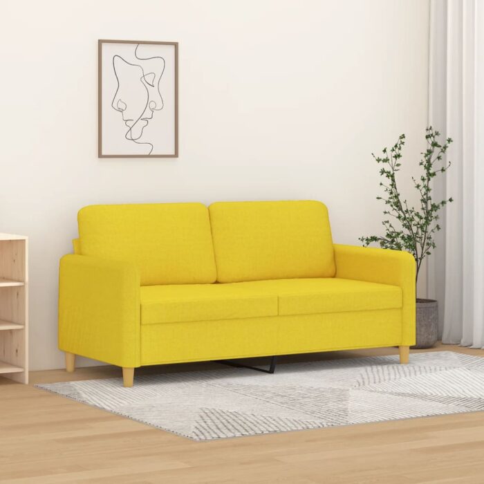 Canapé à 2 places Jaune clair 140 cm Tissu – Image 1