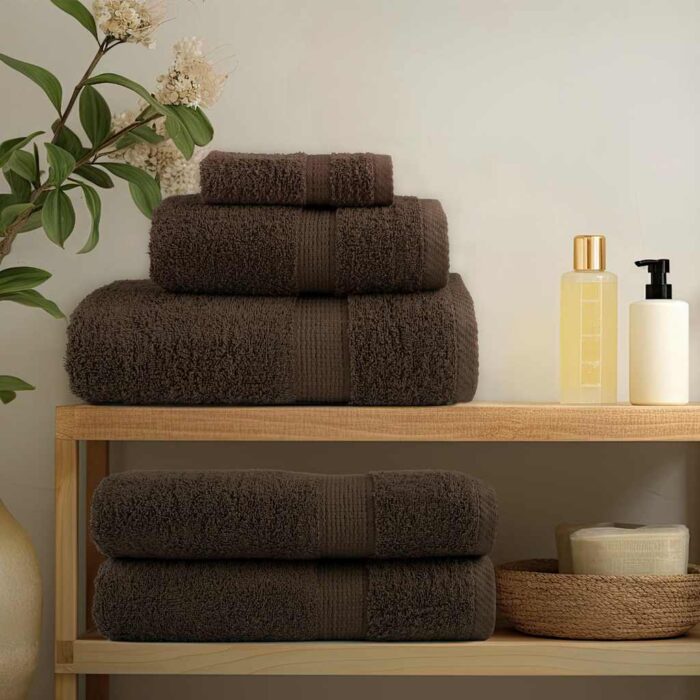 Ensemble de serviettes de qualité supérieure SOLUND 8pcs marron – Image 2