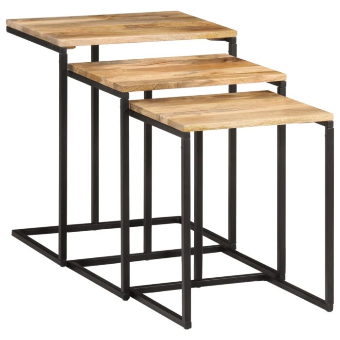 Tables gigognes 3 pcs bois massif d'acacia – Image 1