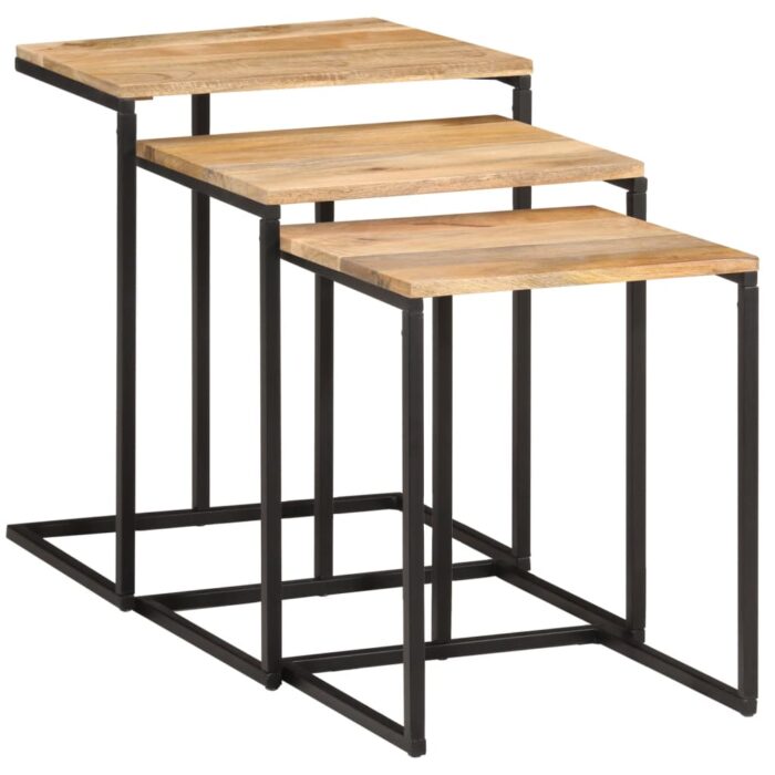 Tables gigognes 3 pcs bois massif d'acacia – Image 10