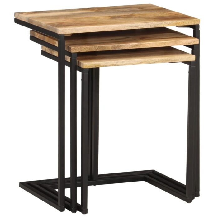 Tables gigognes 3 pcs bois massif d'acacia – Image 2