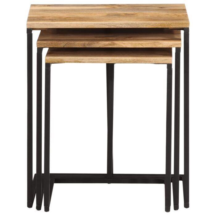 Tables gigognes 3 pcs bois massif d'acacia – Image 3