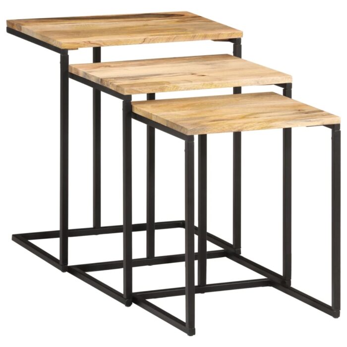 Tables gigognes 3 pcs bois massif d'acacia – Image 9