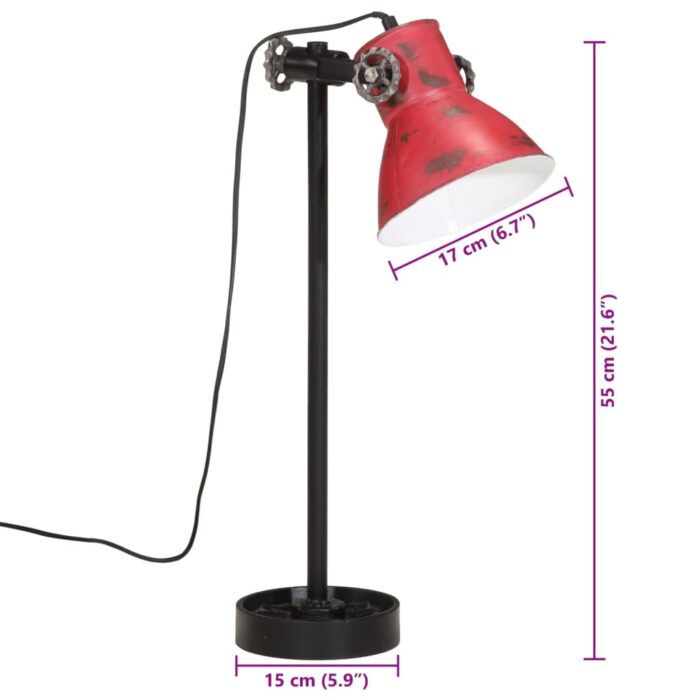 Lampe de bureau 25 W rouge délavé 15x15x55 cm E27 – Image 10