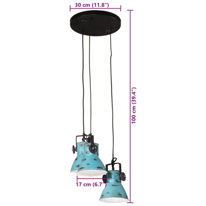 Lampe suspendue 25 W bleu délavé 30x30x100 cm E27 – Image 8