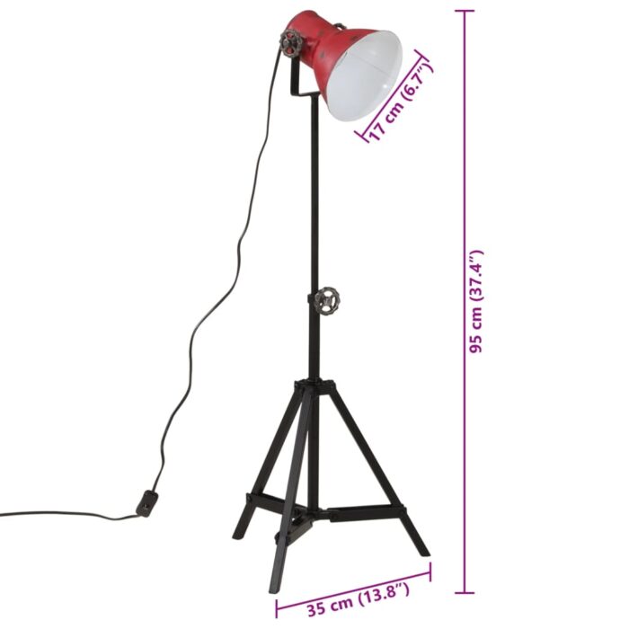 Lampadaire 25 W rouge délavé 35x35x65/95 cm E27 – Image 10
