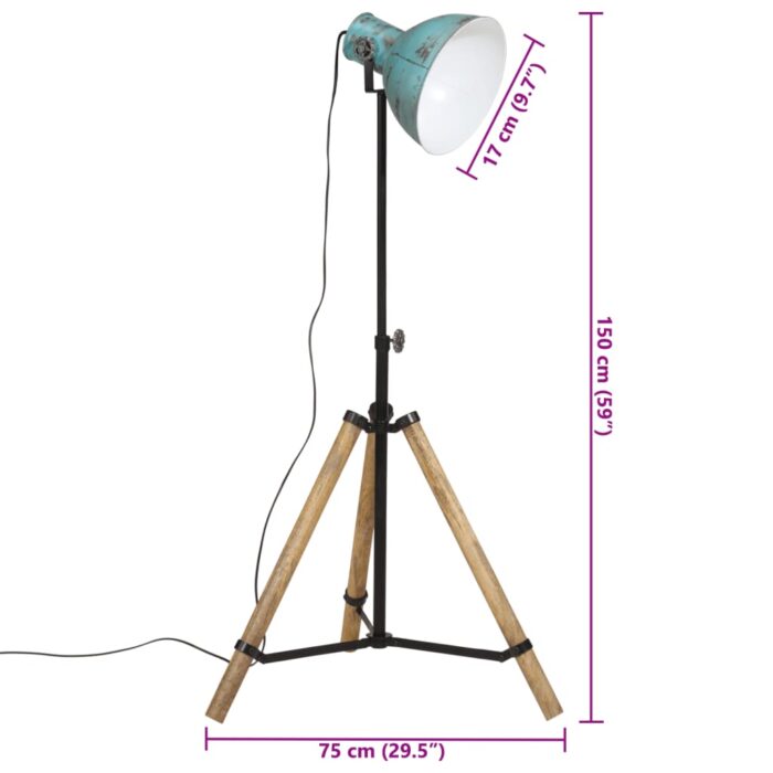 Lampadaire 25 W bleu délavé 75x75x90-150 cm E27 – Image 10