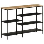 Table console 110x30x75 cm bois de manguier massif brut et fer