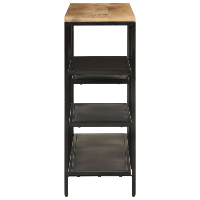 Table console 110x30x75 cm bois de manguier massif brut et fer – Image 2