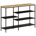 Table console 110x30x75 cm bois de manguier massif brut et fer – Image 9