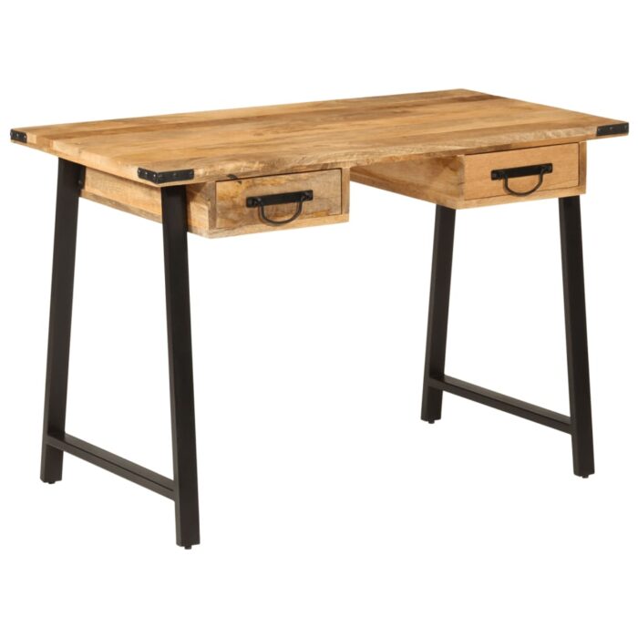 Bureau avec tiroirs 105x55x70 cm bois de manguier massif et fer – Image 1