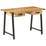 Bureau avec tiroirs 105x55x70 cm bois de manguier massif et fer – Image 10