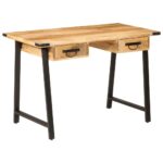 Bureau avec tiroirs 105x55x70 cm bois de manguier massif et fer – Image 9