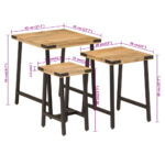 Tables basses gigognes 3 pcs bois massif de manguier et fer – Image 7