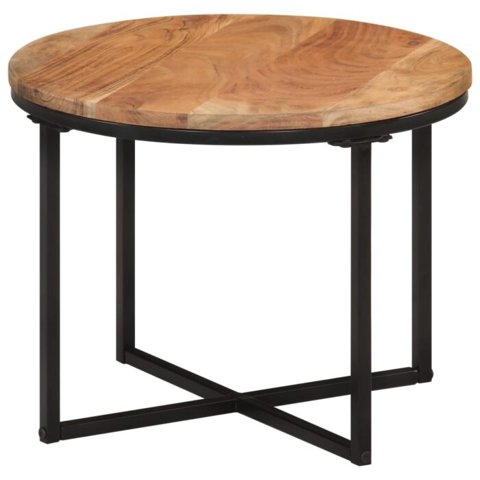 Table basse 45x45x35 cm bois massif acacia et fer – Image 1