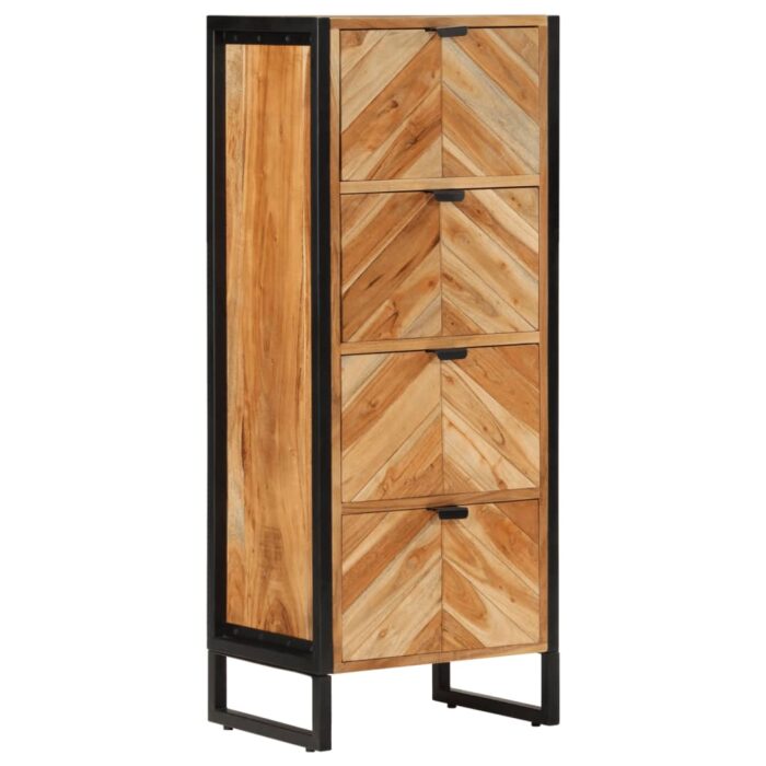 Armoire de salle de bain bois massif d'acacia et fer – Image 11