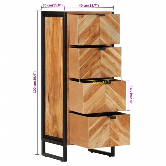 Armoire de salle de bain bois massif d'acacia et fer – Image 9