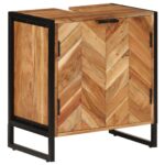 Armoire de salle de bain bois massif d'acacia et fer – Image 10