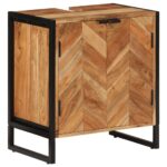 Armoire de salle de bain bois massif d'acacia et fer – Image 11