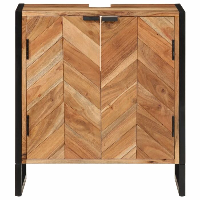 Armoire de salle de bain bois massif d'acacia et fer – Image 2