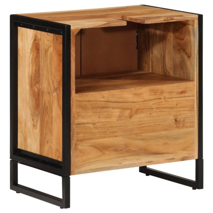 Armoire de salle de bain bois massif d'acacia et fer – Image 4