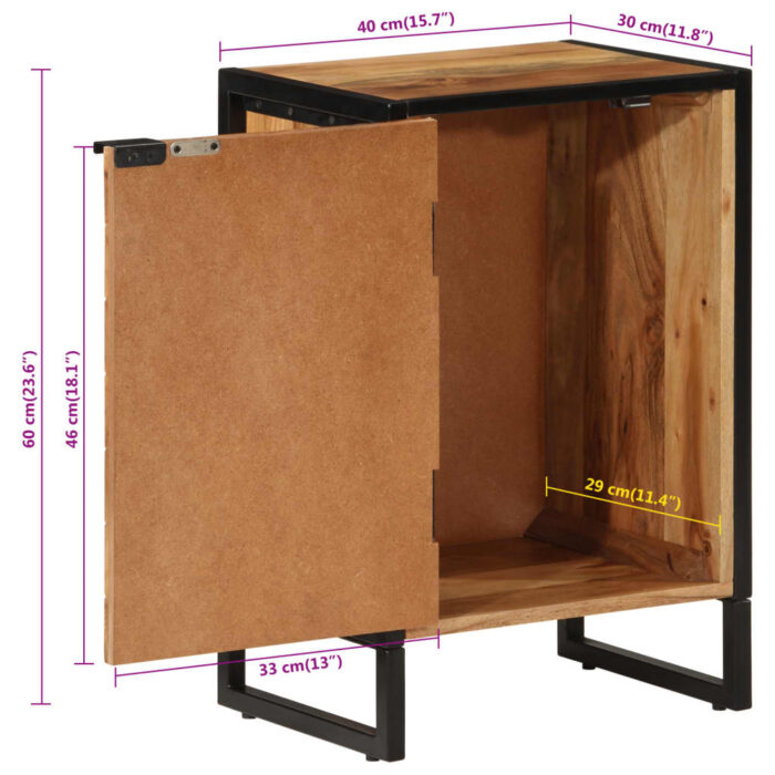 Armoire de salle de bain bois massif d'acacia et fer – Image 9