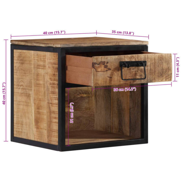 Table de chevet 40x35x40 cm bois de manguier massif – Image 8