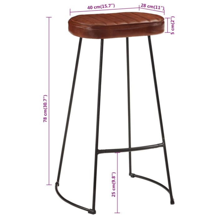 Tabourets de bar Gavin lot de 2 marron foncé 44x37,5x78 cm – Image 9