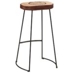 Tabourets de bar lot de 2 marron foncé 44x37,5x78 cm – Image 4