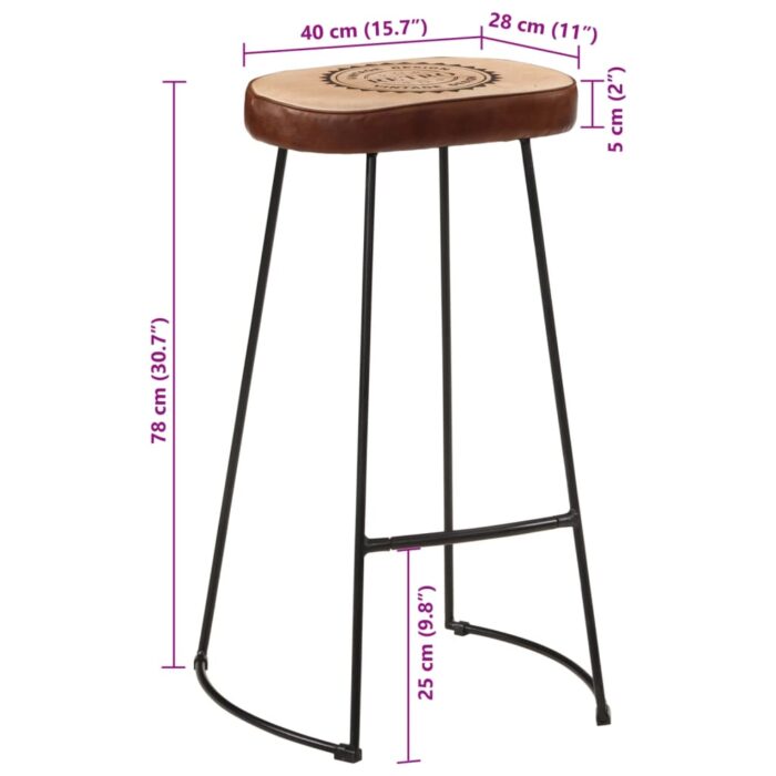 Tabourets de bar lot de 2 marron foncé 44x37,5x78 cm – Image 9