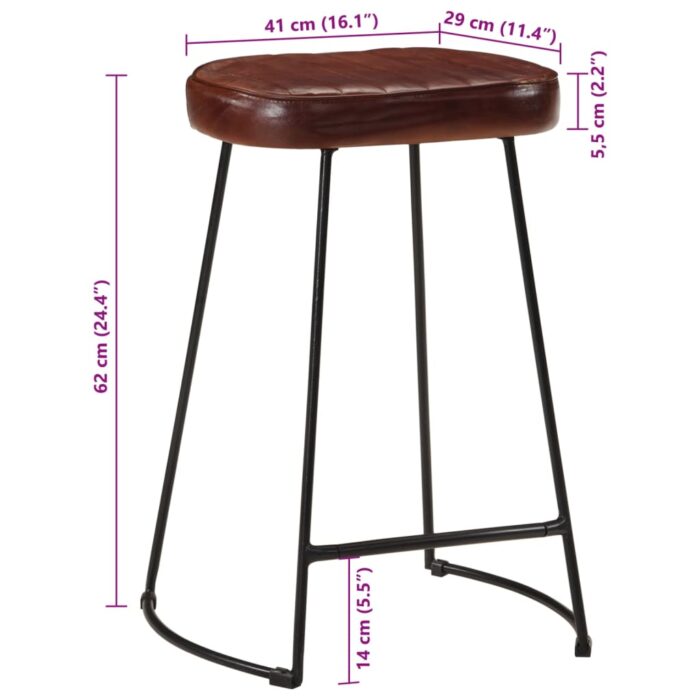 Tabourets de bar lot de 2 marron foncé 41x29x62 cm – Image 9